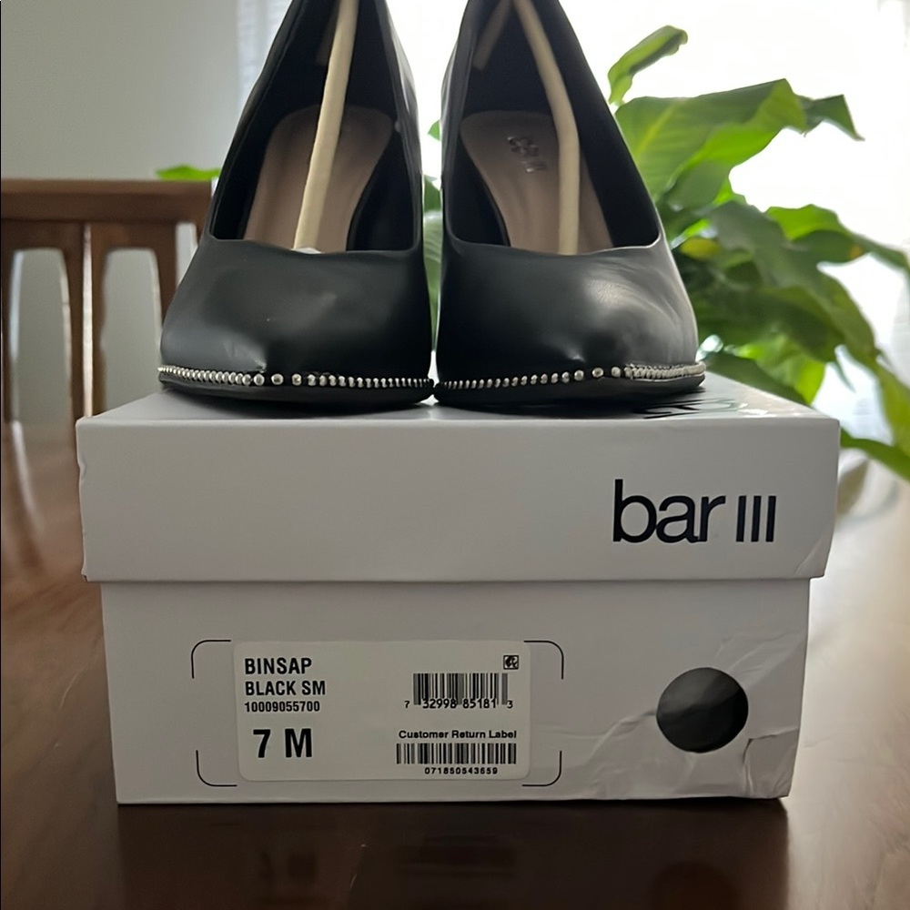 Bar III Black Stiletto Heels with Embellished Trim